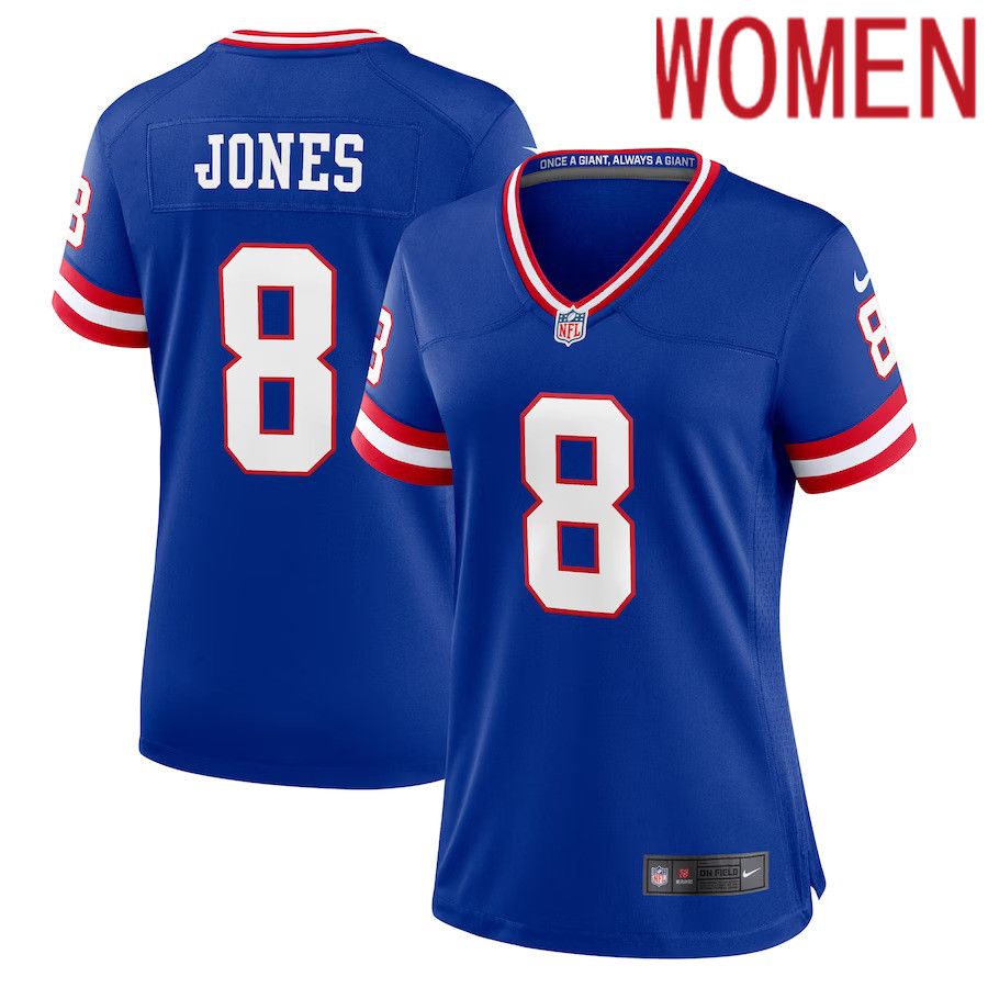 Women New York Giants #8 Daniel Jones Nike Royal Classic Player Game NFL Jersey